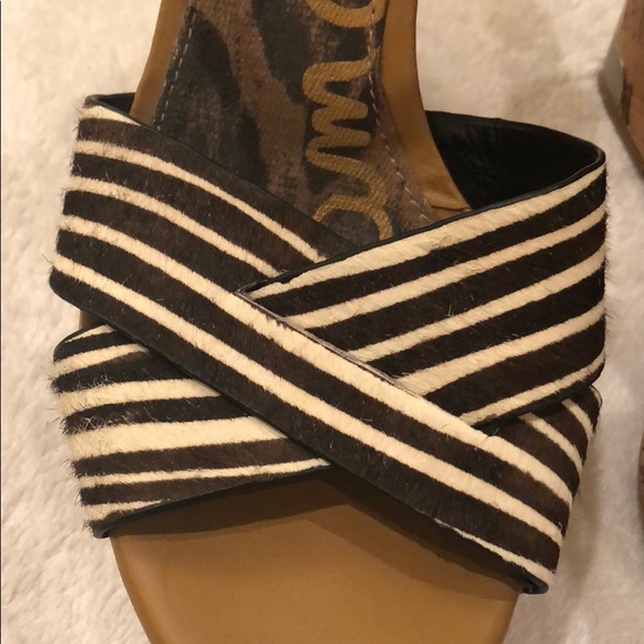 Sam Edelman black and white striped wedges - Picture 3 of 6